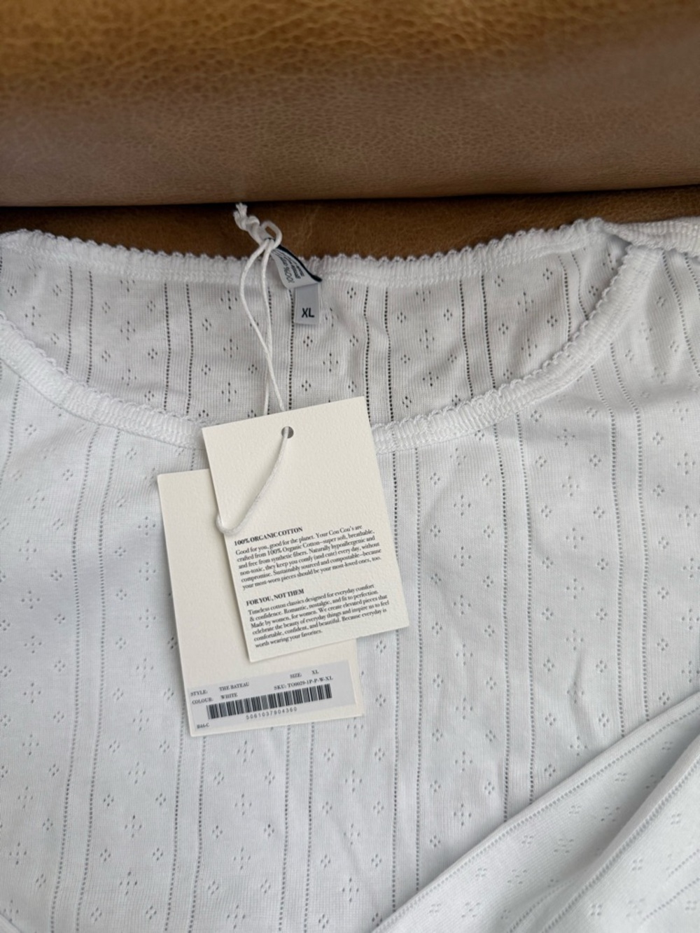 cou cou intimates white Long-Sleeve Pointelle Top - Picture 5 of 5